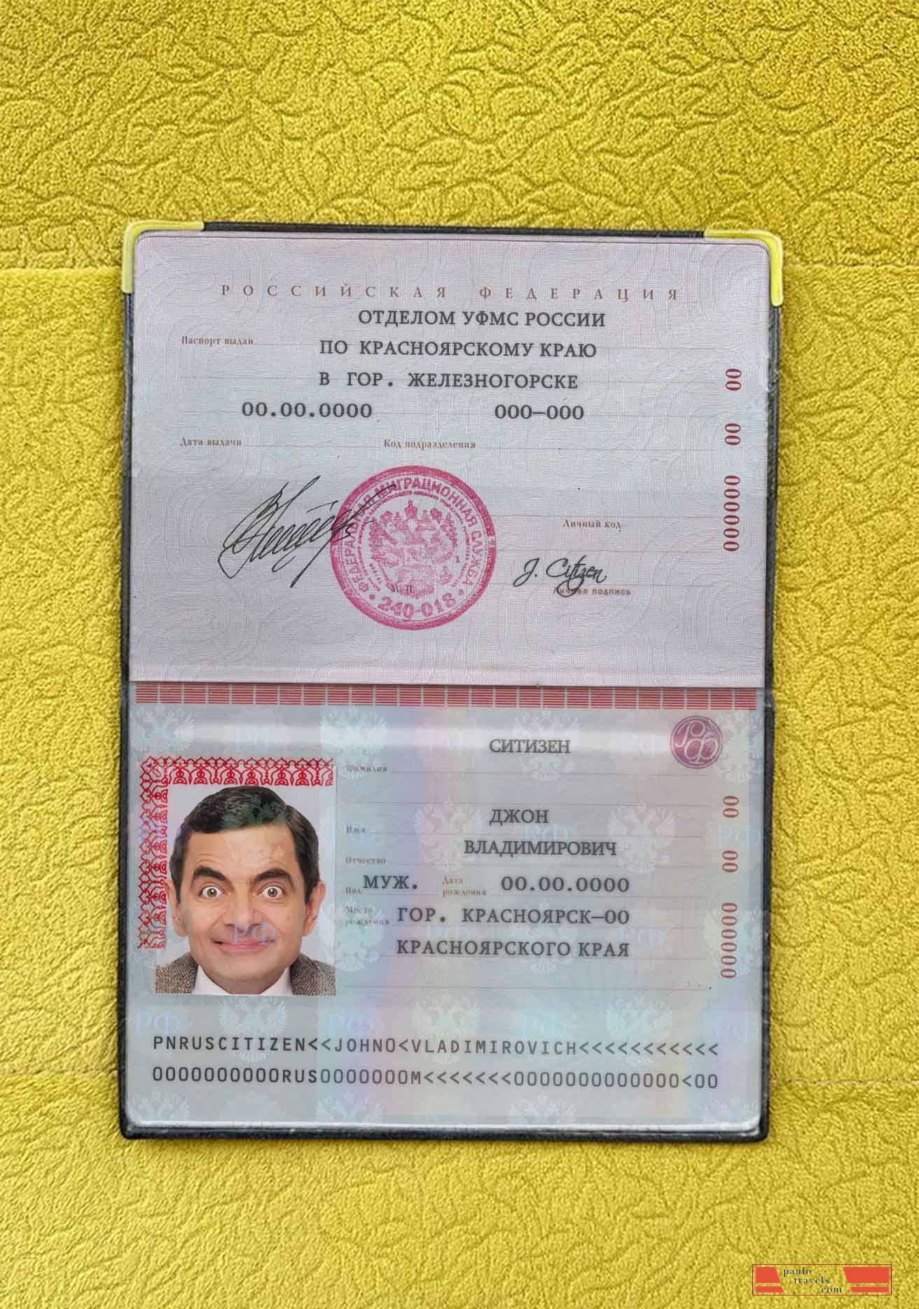 Russia Standard Passport photo look PSD template